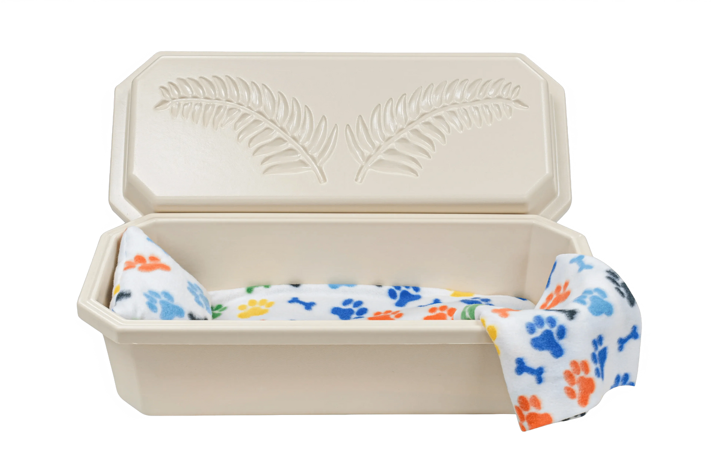 Standard Pet Casket | Almond With Rainbow Paw