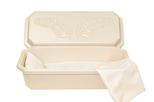 Standard Pet Casket | Almond With Rosetan