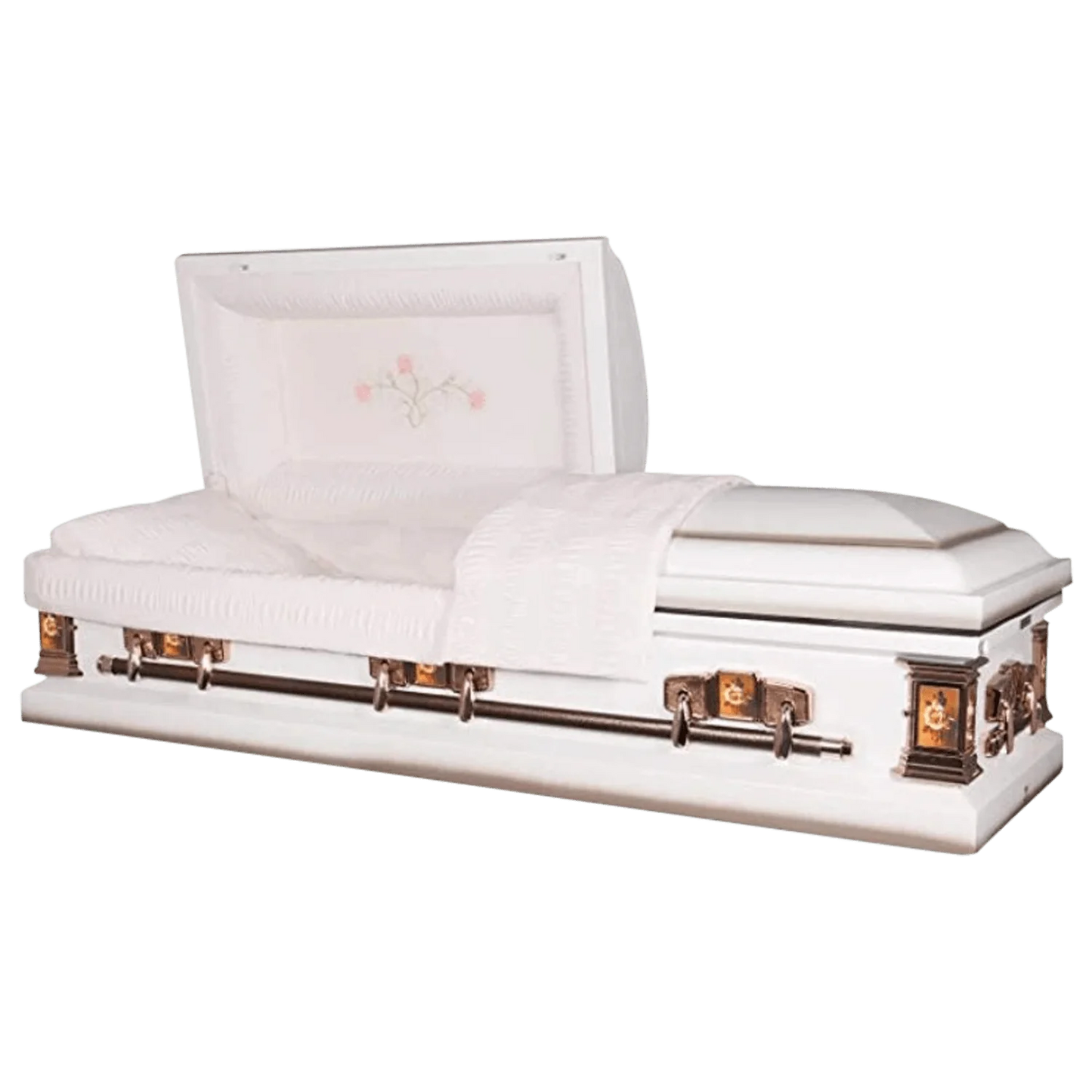 Paris Rose Commander XXL 40 & 44-inch | White Steel Oversize Casket with Pink Interior