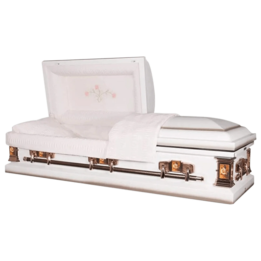 Paris Rose Commander XXL 40 & 44-inch | White Steel Oversize Casket with Pink Interior