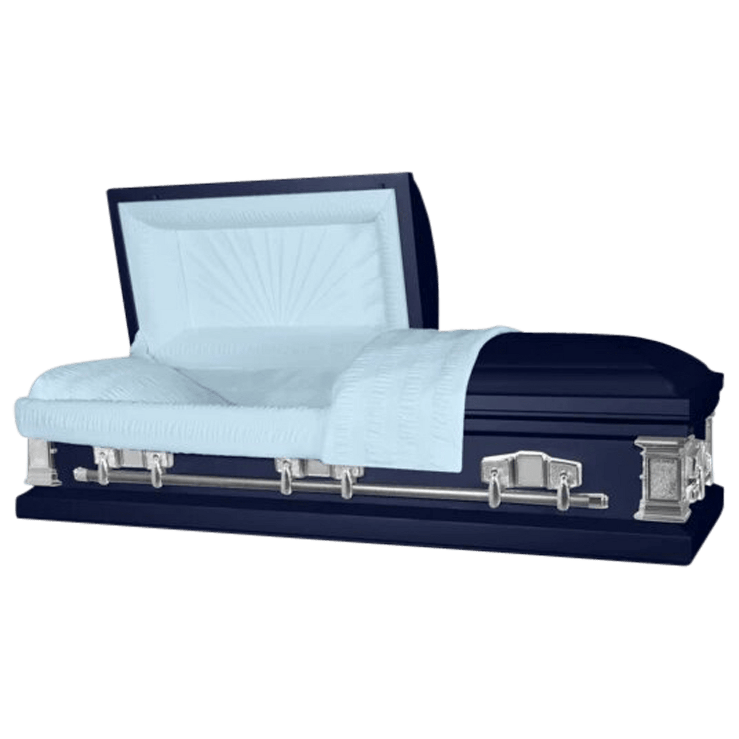 Satin Series | Dark Blue Steel Casket with Light Blue Interior - Titan Casket