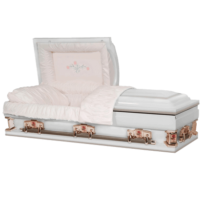 Paris Rose Oversize | White Steel Oversize Casket with Pink Interior - Titan Casket
