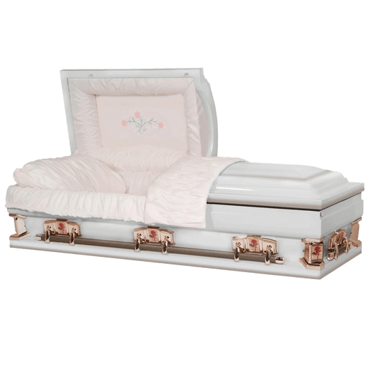 Paris Rose Oversize | White Steel Oversize Casket with Pink Interior - Titan Casket