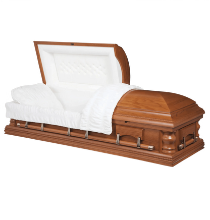 Shadow Image Of Veneto (Oak) Series Wood Casket with Satin Finish