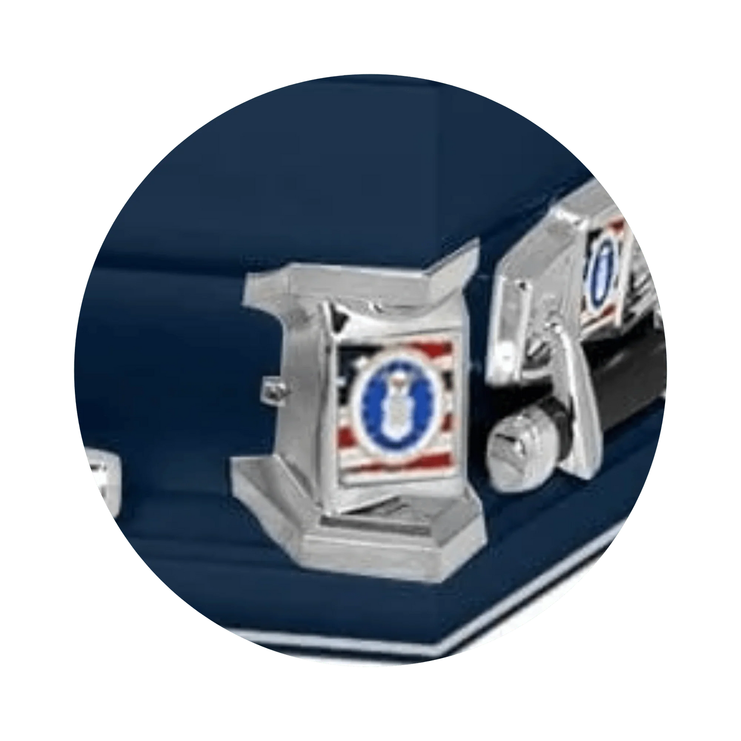 Veteran Premier XL | Air Force Oversize Dark Blue Steel Casket with White Interior