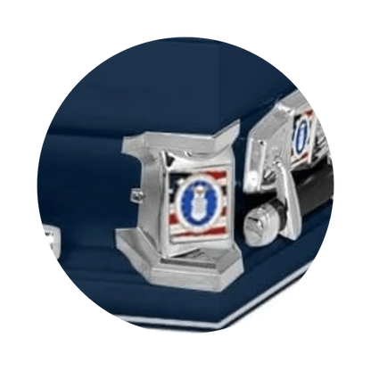 Veteran Premier XL | Air Force Oversize Dark Blue Steel Casket with White Interior