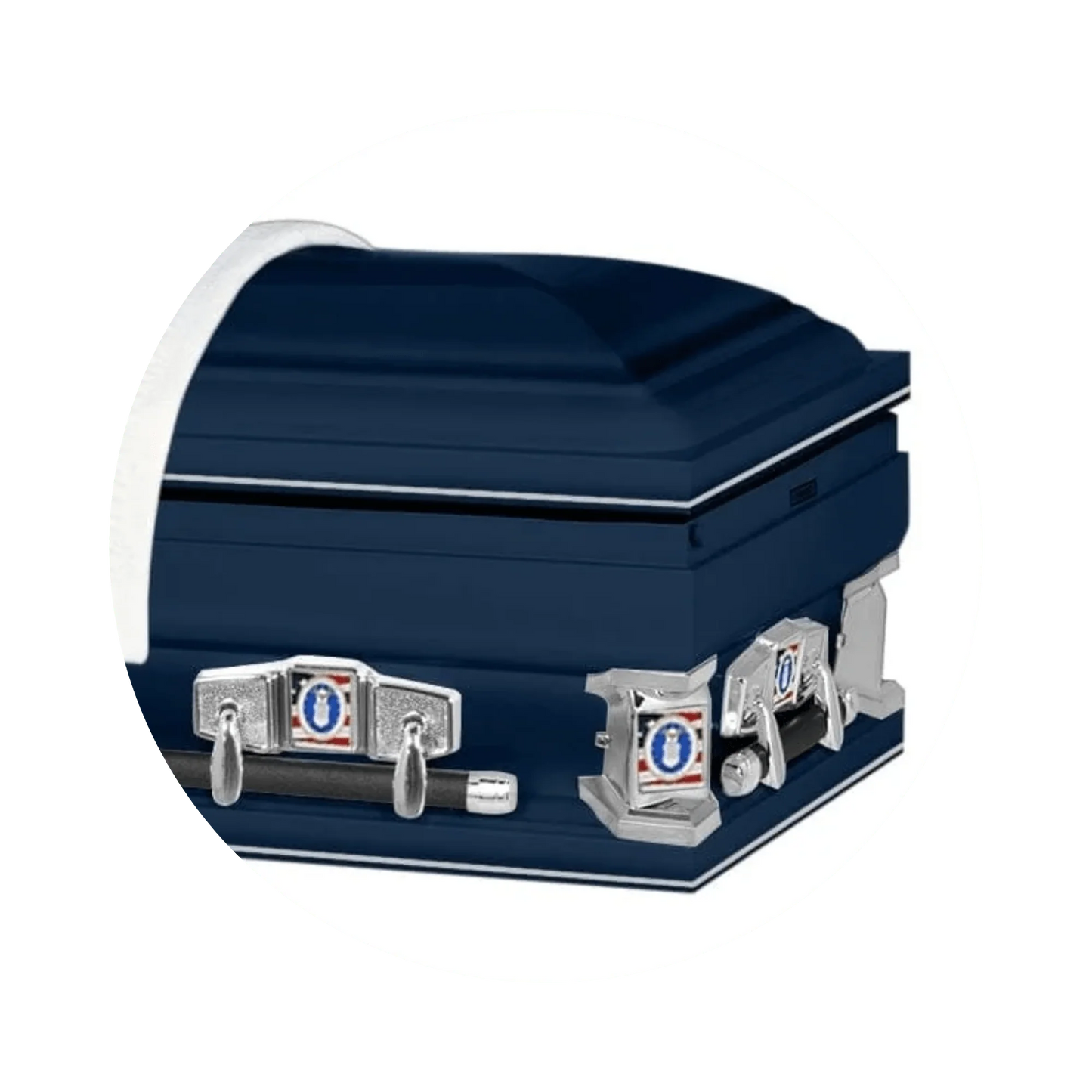 Veteran Premier XL | Air Force Oversize Dark Blue Steel Casket with White Interior