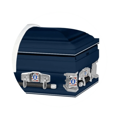 Veteran Premier XL | Air Force Oversize Dark Blue Steel Casket with White Interior