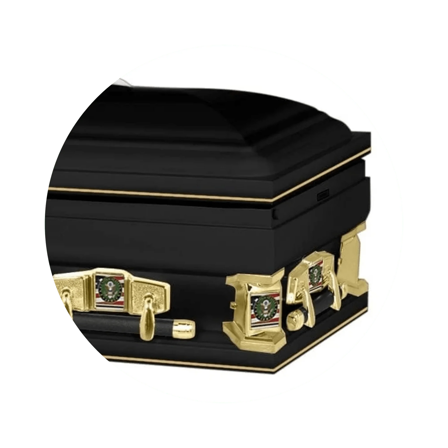 Veteran Premier XL | Army Oversize Black Steel Casket with White Interior