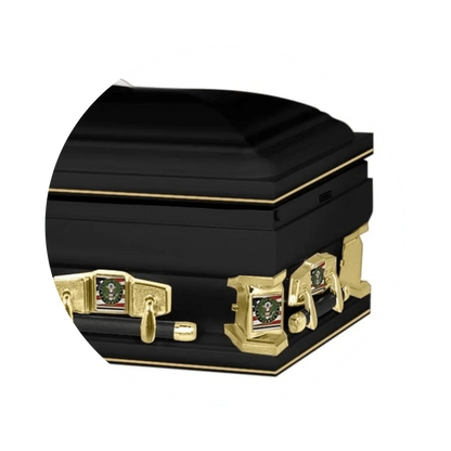 Veteran Premier XL | Army Oversize Black Steel Casket with White Interior