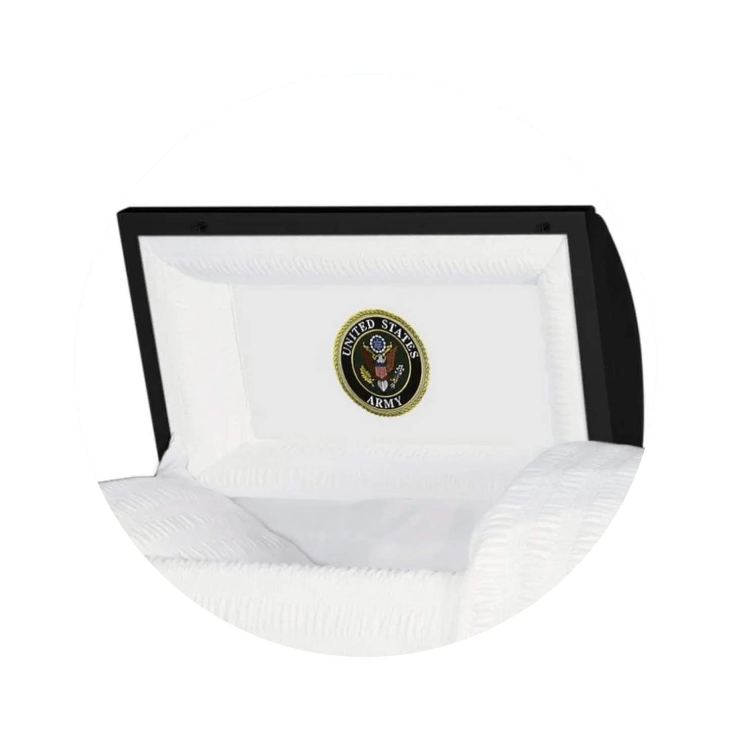 Veteran Premier XL | Army Oversize Black Steel Casket with White Interior