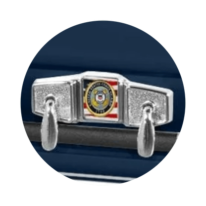 Veteran Premier XL | Coast Guard Oversize Dark Blue Steel Casket with White Interior