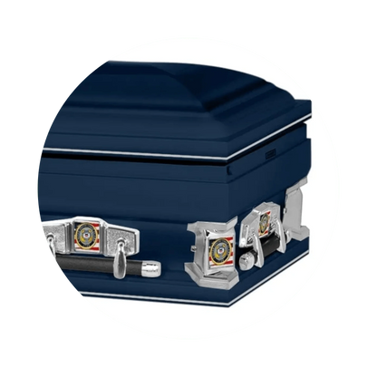Veteran Premier XL | Coast Guard Oversize Dark Blue Steel Casket with White Interior