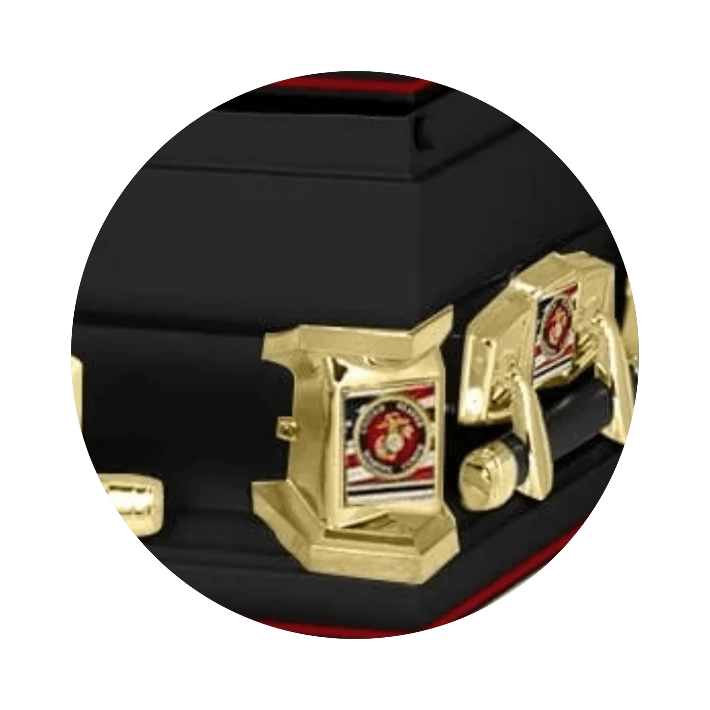 Veteran Premier XL | Marines Oversize Black Steel Casket with White Interior