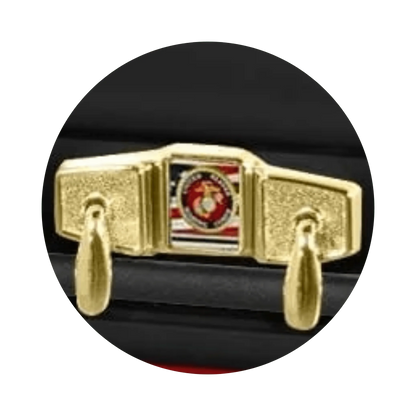 Veteran Premier XL | Marines Oversize Black Steel Casket with White Interior