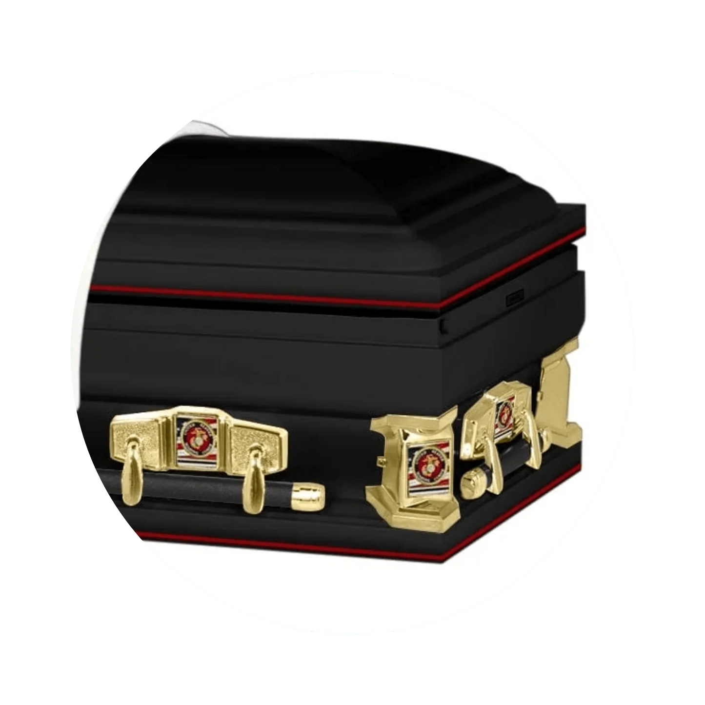 Veteran Premier XL | Marines Oversize Black Steel Casket with White Interior