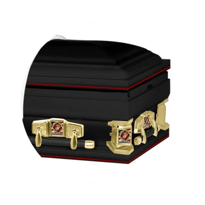 Veteran Premier XL | Marines Oversize Black Steel Casket with White Interior