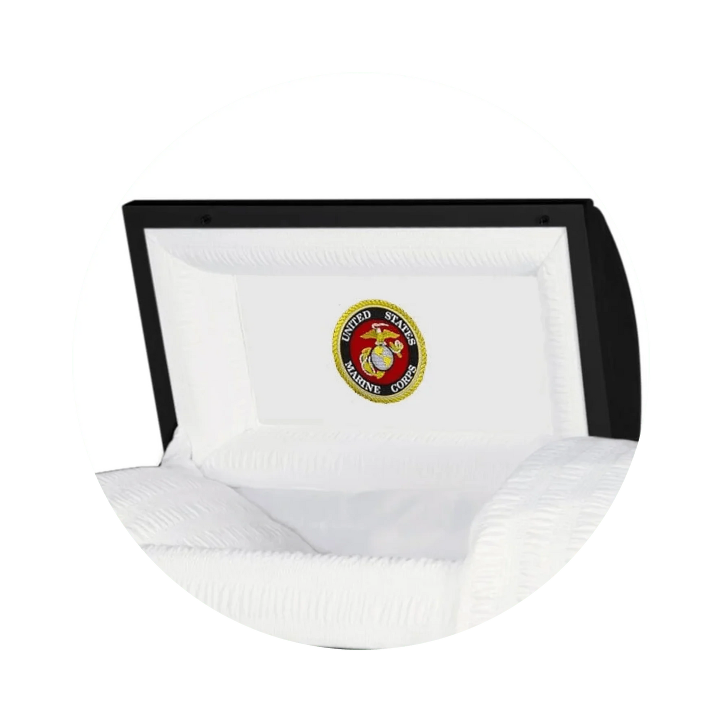 Veteran Premier XL | Marines Oversize Black Steel Casket with White Interior