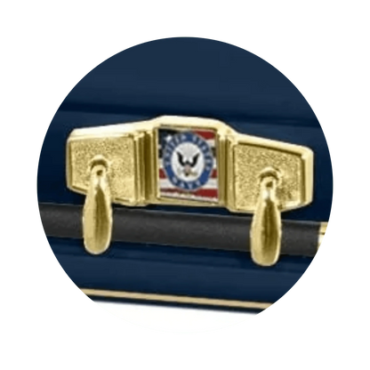 Veteran Premier XL | Navy Oversize Dark Blue Steel Casket with White Interior