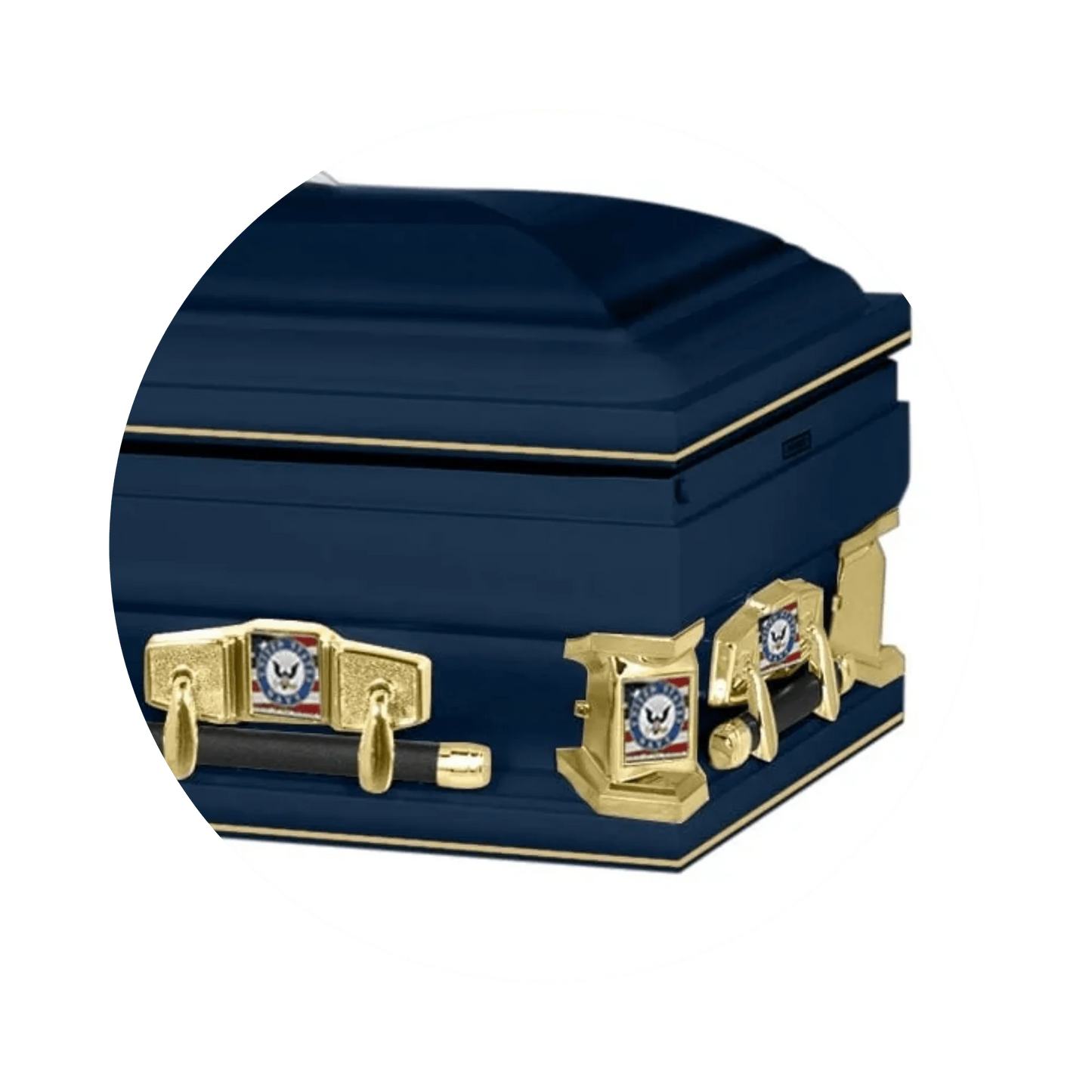 Veteran Premier XL | Navy Oversize Dark Blue Steel Casket with White Interior