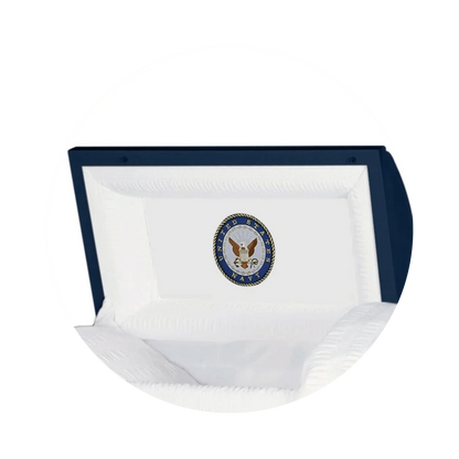 Veteran Premier XL | Navy Oversize Dark Blue Steel Casket with White Interior