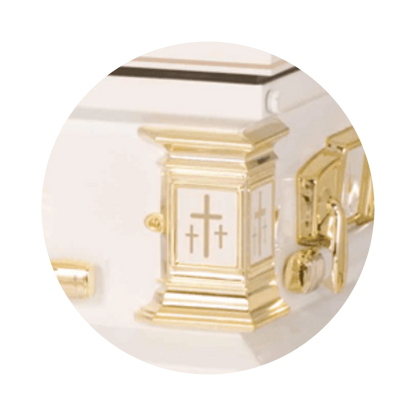 White Cross | White Steel Religious Casket