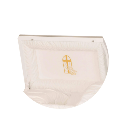 White Cross | White Steel Religious Casket