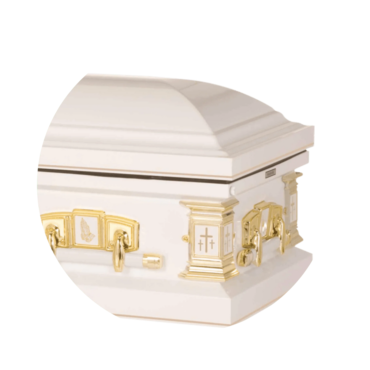 White Cross | White Steel Religious Casket