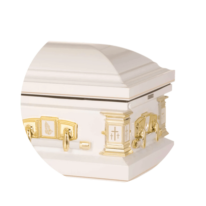 White Cross | White Steel Religious Casket