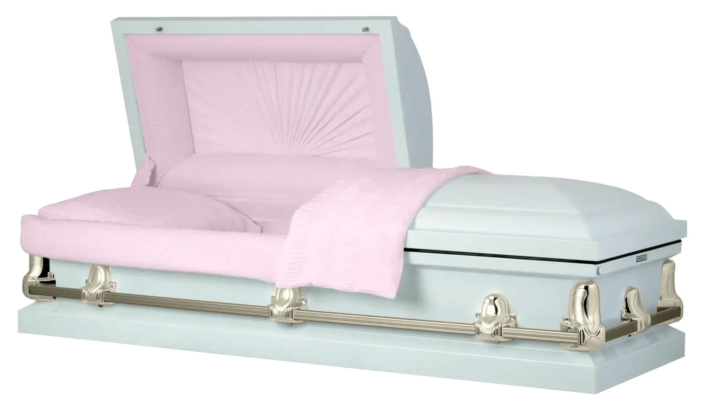 Orion Series | White and Gold Steel Casket with Pink Interior
