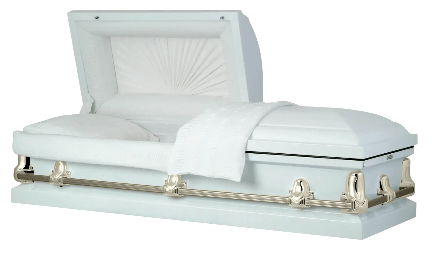 Orion Series | White and Gold Steel Casket with White Interior