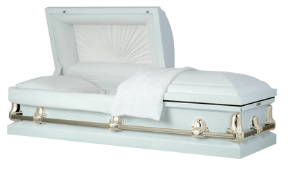 Orion Series | White and Gold Steel Casket with White Interior