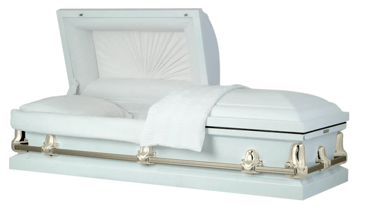 Orion Series | White and Gold Steel Casket with White Interior