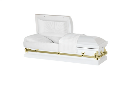Steel Pet Casket | White & Gold