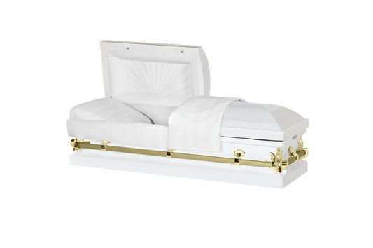Steel Pet Casket | White & Gold