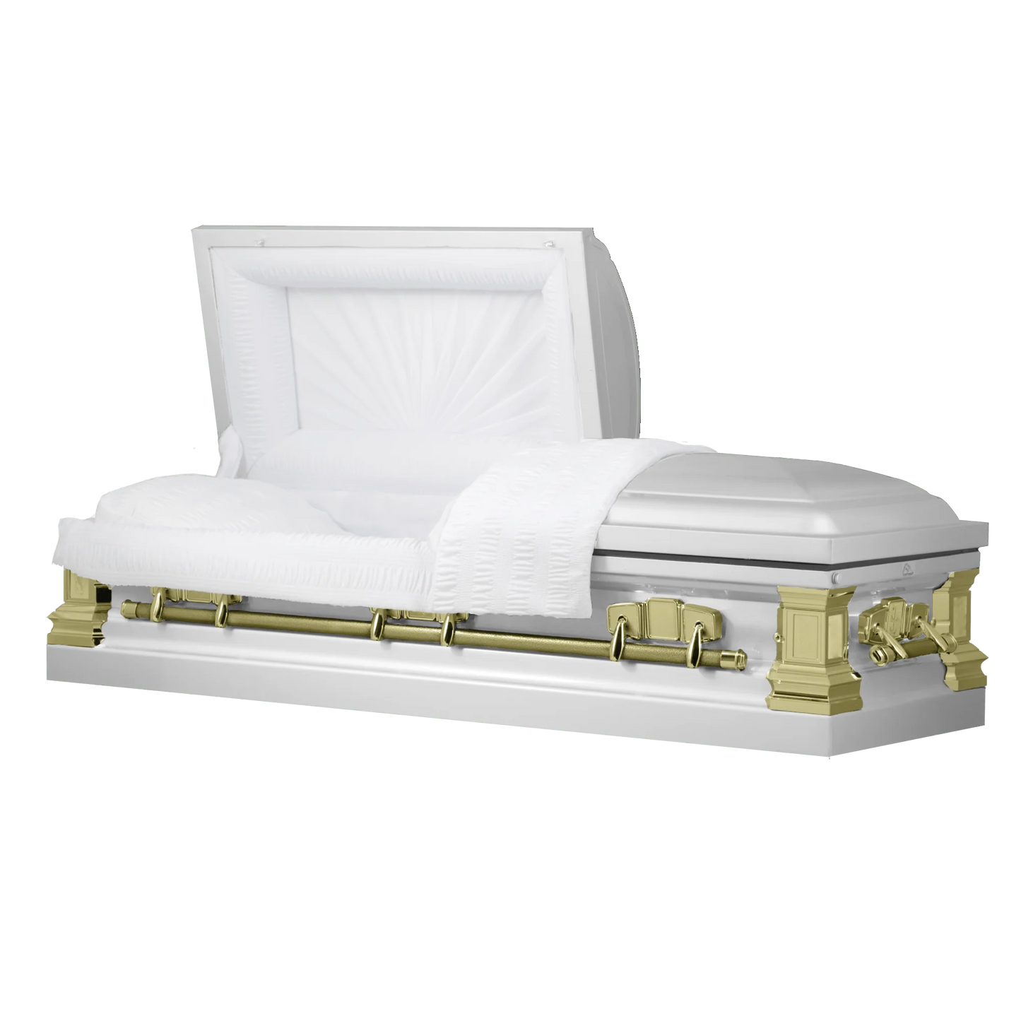 Satin Series | White and Gold Steel Casket with White Interior