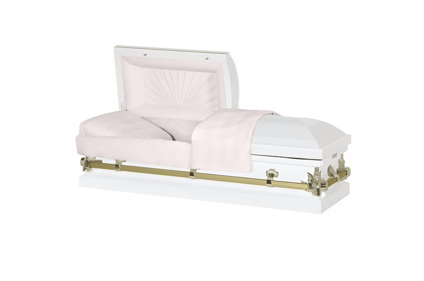 Steel Pet Casket | White & Gold (Pink)