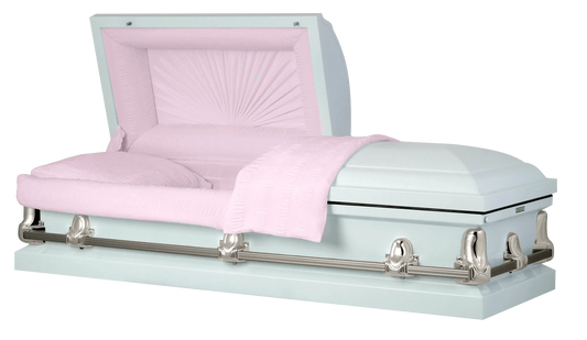 Orion Series | White Steel Casket with Pink Interior