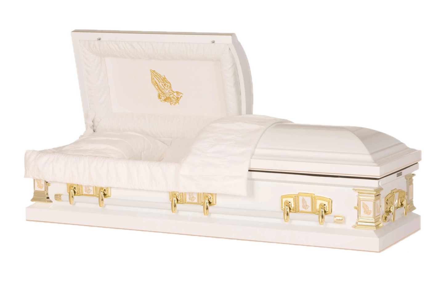 Praying Hands | White Steel Religious Casket