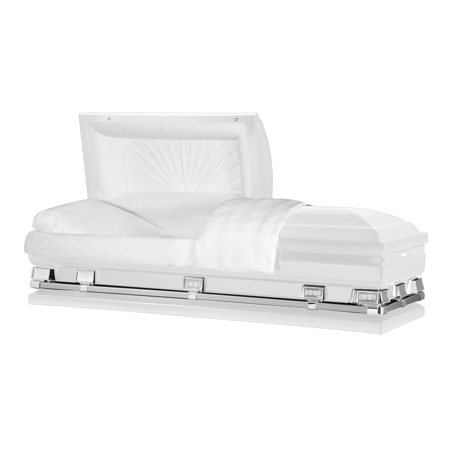 Commander XXL 40 & 44-inch | White and Silver Steel Oversize Casket with White Interior