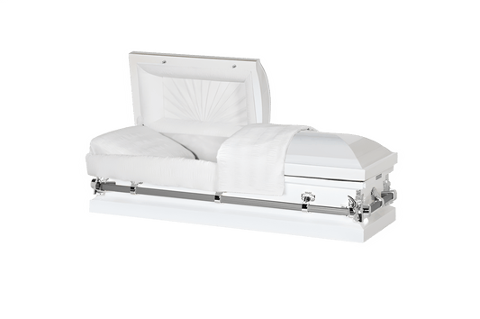 Steel Pet Casket | White & Silver