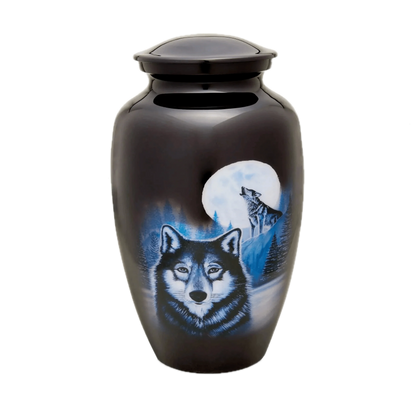 Artist Pet Urn - Full Moon Wolf
