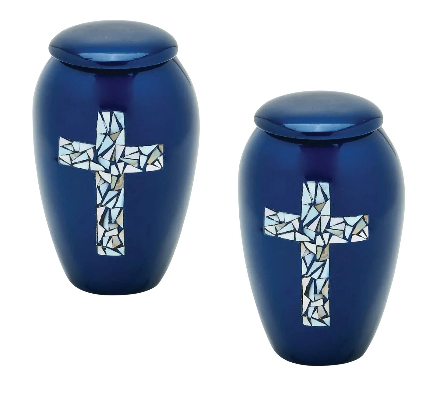 Pair of Keepsake Urns - Blue Cross | Designer Keepsake Urns
