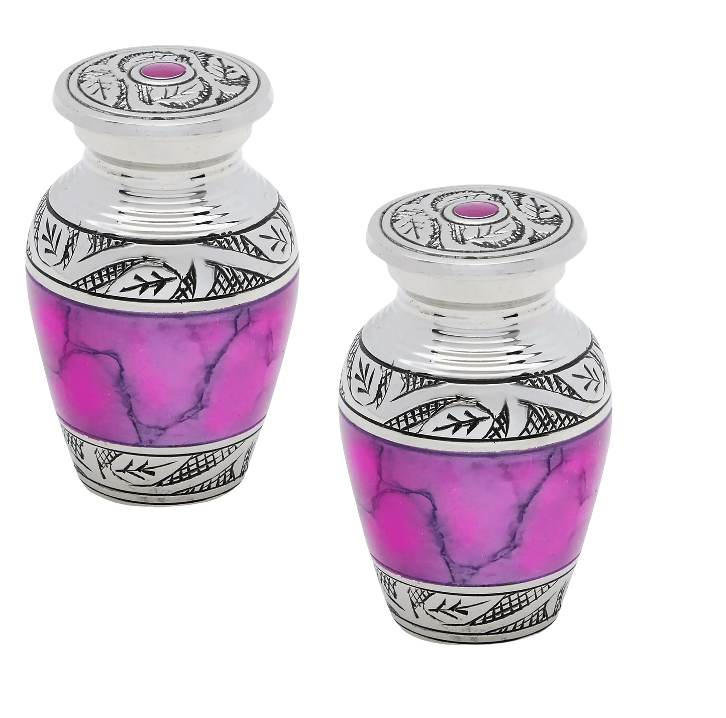 Pair of Keepsake Urns - Pink | Brass Keepsake Urns