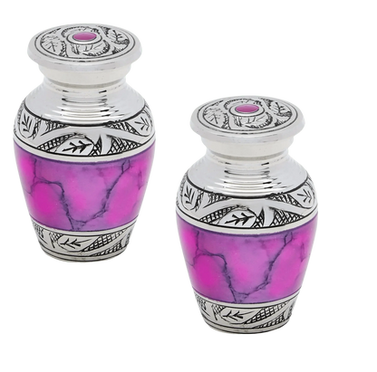 Pair of Keepsake Urns - Pink | Brass Keepsake Urns