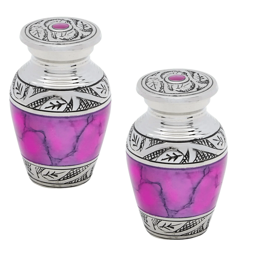 Pair of Keepsake Urns - Pink | Brass Keepsake Urns