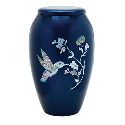 Designer Urn - Blue Hummingbird