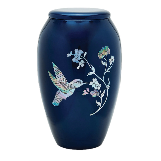Designer Urn - Blue Hummingbird