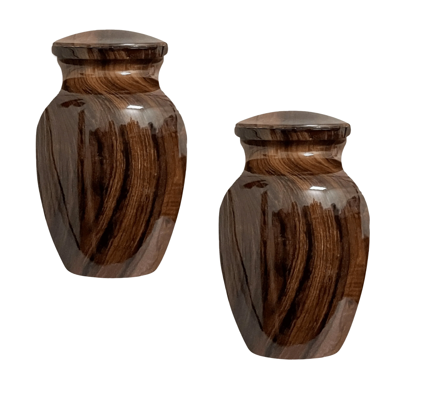 Pair of Keepsake Urns - Brazilian Rosewood | Hydro-Painted Keepsake Urns