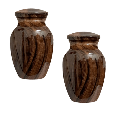 Pair of Keepsake Urns - Brazilian Rosewood | Hydro-Painted Keepsake Urns